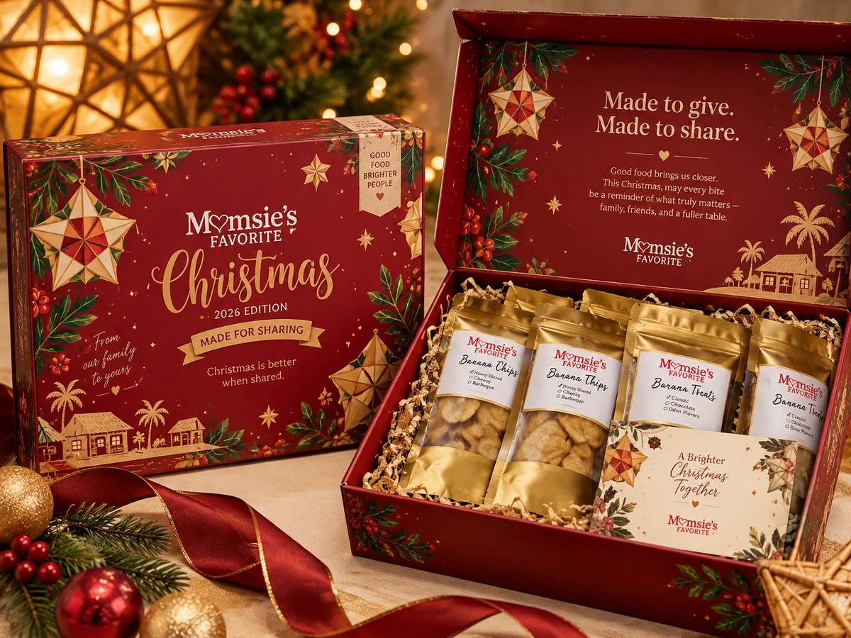 Momsie's Favorite Christmas 2026 gift box packaging concept